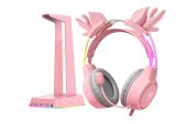 Onikuma X15 PRO Pink Gamer Fejhallgató - Rénszarvasos és Onikuma ST-2 Headset állvány - Headset