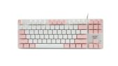 Acer OKW132 Mechanikus Gamer Billentyűzet - Fehér-Pink - Angol kiosztás!, RED switch, Színes, Mechanikus, TKL, anti ghosting, vezetékes, +egér