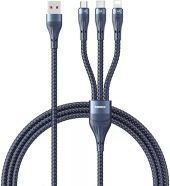 Remax Whirly Series 3 az 1-ben USB-A-Type-C-microUSB-Lightning töltő kábel 66W - 1,2m - Kábelek