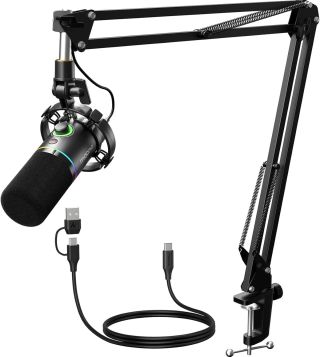 MAONO PD200XS USB Dynamic Streamer Mikrofon RGB + Tartókar Kit - Fekete