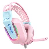 Onikuma X13 Vezetékes Gamer Fejhallgató RGB világítással - Pink, Stereo, Over-Ear, mikrofonos, RGB, 3.5mm jack, vezetékes