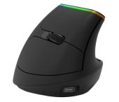 Delux M618DB vezeték nélküli vertikális egér Bluetooth + 2.4GHz RGB - Fekete, vezeték nélküli, wireless