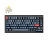 Keychron V1 Max Vezeték Nélküli Banana Mechanikus Gamer Billentyűzet - Fekete-Kék - Magyar Kiosztás!, EGYEDI switch, RGB, Mechanikus, TKL, vezeték nélküli, wireless