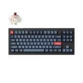 Keychron V3 Max Vezeték Nélküli Brown Mechanikus Gamer Billentyűzet - Fekete-Kék - Magyar Kiosztás!, BROWN switch, RGB, Mechanikus, TKL, vezeték nélküli, wireless