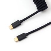 Keychron Coiled Aviator USB-C M/M Adatkábel - 0.9m Fekete (+USB-C - USB-A adapter) - Kábelek