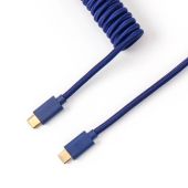 Keychron Coiled Aviator USB-C M/M Adatkábel - 0.9m Kék (+USB-C - USB-A adapter) - Kábelek