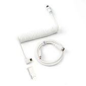 Keychron Coiled Aviator USB-C -> USB-C M/M Adatkábel 1.36m Fehér - 90°/Egyenes - Kábelek