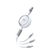 Remax Linon Series 3 in 1 Retractable gyorstöltő kábel 66W - Fehér - Kábelek
