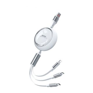 Remax Linon Series 3 in 1 Retractable gyorstöltő kábel 66W - Fehér