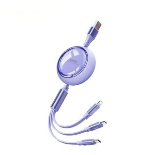 Remax Linon Series 3 in 1 Retractable gyorstöltő kábel 66W - Lila