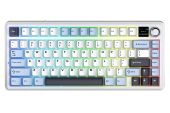AULA F75 Max Vezeték Nélküli Mechanikus Gamer Billentyűzet - Fehér - Fehér-Kék, EGYEDI switch, RGB, Mechanikus, TKL, fém, anti ghosting, vezeték nélküli, wireless, USB