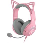 Razer Kraken Kitty V2 Gamer Headset - Pink, Stereo, Over-Ear, mikrofonos, cicafüles, RGB, USB, vezetékes