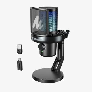MAONO DM40 Pro USB Vezeték Nélküli Streamer/Gamer Mikrofon RGB - Fekete