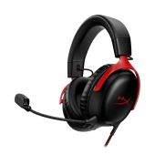 HYPERX Cloud III - Gamer Headset - Fekete/Piros, Stereo, Over-Ear, mikrofonos, 3.5mm jack, vezetékes