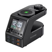 Blitzwolf BW-FW10 USB + USB-C Gyorstöltő Hálózati Adapter + Ébresztőóra töltővel 240W - Fekete - Hálózati töltő adapter