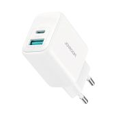 Joyroom JR-TCF21 USB + USB-C Gyorstöltő Hálózati Adapter 20W - Fehér - Hálózati töltő adapter