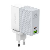LDNIO A2620C USB + USB-C Gyorstöltő Hálózati Adapter 65W + USB-C Kábel