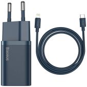 Baseus Super Si 1C Gyorstöltő Hálózati Adapter 20W + USB-C-Lightning kábel - Kék - Hálózati töltő adapter