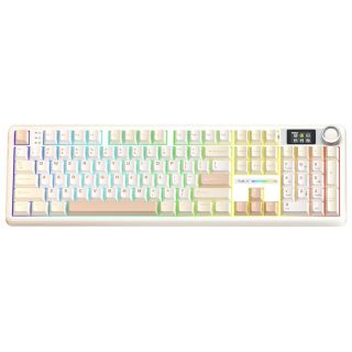 AULA F108 PRO Tri-Mode Vezeték Nélküli Mechanikus Gamer Billentyűzet - Sárga-Fehér