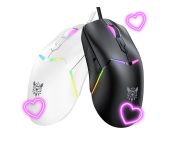 Onikuma CW929 RGB Gamer egér - Fekete +Fehér csomag, RGB, vezetékes