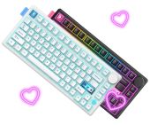 Onikuma MT706 Vezeték Nélküli Mechanikus Gamer Billentyűzet - Fekete + Fehér csomag, EGYEDI switch, RGB, Mechanikus, TKL, fém, anti ghosting, vezeték nélküli, wireless, USB