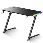 Spirit of Gamer Gamer Asztal - Headquarter 250 (Fa lap, fém lábak, fekete, kék RGB háttérvilágítás, 120 x 60 x 75 cm) - Gamer asztal