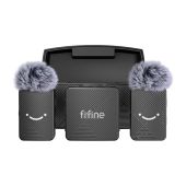 Fifine M9 nyakkendő mikrofonkészlet, Fekete, Vezeték nélküli, USB-C, 3.5mm jack