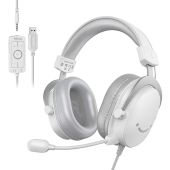 Fifine H9W 7.1 Surround Sound Gaming Headset, fehér, 7.1 Surround, USB, 3.5mm jack, Levehető mikrofon