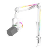 Fifine AM8proTW dinamikus mikrofon gémkarral, fehér, USB, XLR, RGB