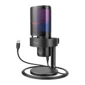 Fifine A9 USB RGB kondenzátor mikrofon, fekete, USB-C, 4 iránykarakterisztika
