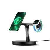 Baseus Swan 3-in-1 mágneses vezeték nélküli töltő állvány 20W, fekete - Vezeték nélküli telefontöltők