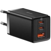 Baseus GaN5 Pro hálózati gyorstöltő, 65W, 2xUSB-C, USB-A, GaN5, gyorstöltés, fekete