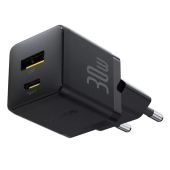 Baseus Palm Series 30W hálózati gyorstöltő, USB-C, USB-A, 30W, Power Delivery, Quick Charge, fekete