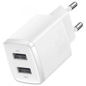 Baseus Compact Charger 2U 10.5W EU fali töltő, 2x USB-A, 10.5W, Fehér