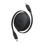 Baseus Free2Pull Mini behúzható töltőkábel, USB-C, 60W, 1m, fekete, adatkábel, gyorstöltés