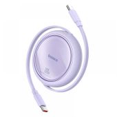 Baseus Free2Draw Mini USB-C kábel, 100W, 1m, behúzós, lila, USB-C to USB-C