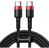 Baseus Cafule USB-C - USB-C Kábel, 100W, 2m, Fekete/Piros - Kábelek