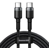 Baseus Cafule USB-C to USB-C Kábel, 100W, 2m, Power Delivery, Quick Charge, Szürke/Fekete