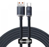 Baseus Crystal Shine Series USB-A to USB-C gyorstöltő adatkábel, 100W, 2m, Fekete, 480Mbps