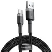 Baseus Cafule USB-A to USB-C Kábel, 3m, 2A, Quick Charge 3.0, Fekete/Szürke