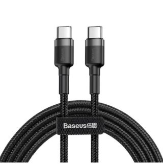 Baseus Cafule USB-C to USB-C PD 2.0 60W gyorstöltő és adatkábel, 2m, fekete/szürke