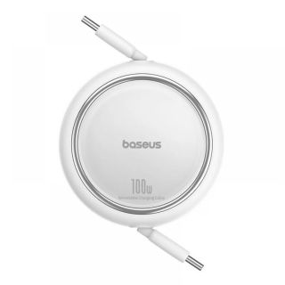 Baseus Free2Draw Mini automata behúzós USB-C to USB-C adat- és töltőkábel, PD 100W, 1m, fehér