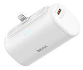 Baseus Compact Power Bank 5000mAh 20W, beépített Lightning, USB-C, gyorstöltés, fehér