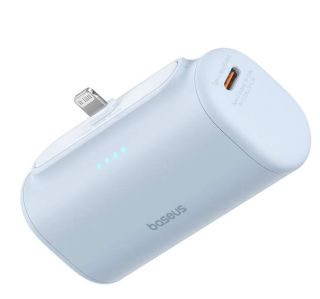 Baseus Compact Power Bank 5000mAh 20W beépített Lightning csatlakozóval, kék