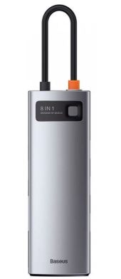 Baseus Metal Gleam 8-in-1 USB Type-C HUB dokkoló állomás, szürke - USB elosztó/HUB
