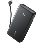 Anker Zolo Power Bank, 10000mAh, 22.5W, beépített USB-C kábel, Fekete