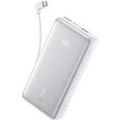 Anker Zolo Power Bank 10000mAh, 22.5W, Beépített USB-C kábellel, Fehér