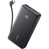 Anker Zolo Power Bank, 20000mAh, 22.5W, Fekete, Beépített USB-C kábel