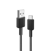 Anker 322 USB-A to USB-C adat- és töltőkábel, 1.8m, fekete, fonott, 15W