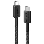 Anker 322 USB-C to USB-C Cable, 0.9m, Fekete, 60W gyorstöltés, Szőtt nylon